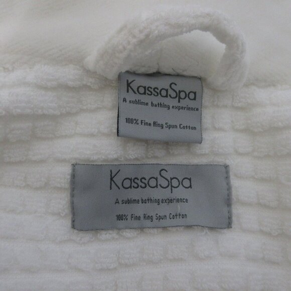 KassaSpa Robe Unisex L/XL 100% Fine Ring Spun Cotton White Terry Chenille Waffle - Picture 5 of 9